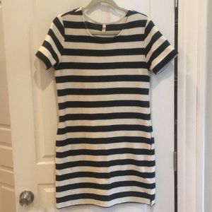 Black and white striped knit dress
